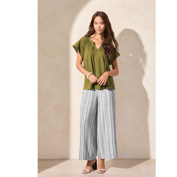 TRIBAL women's peasant tassel top in Moss Green - Picture 2 of 10
